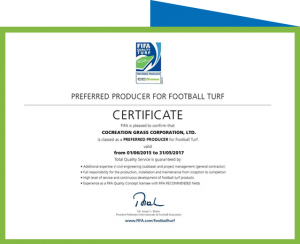 CCGrass certificate of FIFA Preferred producer